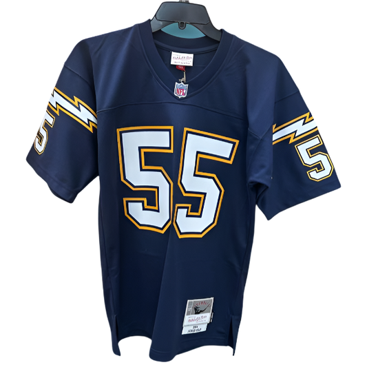 Chargers Jersey Throwback 55 Seau Dark Blue Front