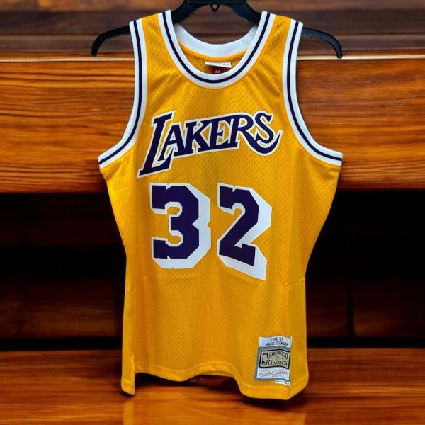 Lakers Jersey 32 Magic Johnson Yellow