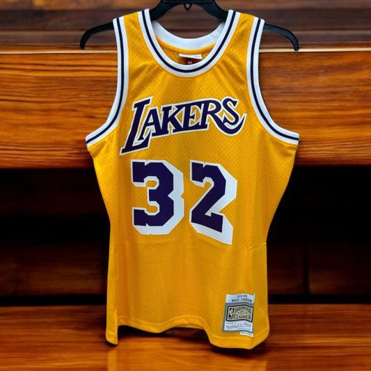 Lakers Jersey 32 Magic Johnson Yellow